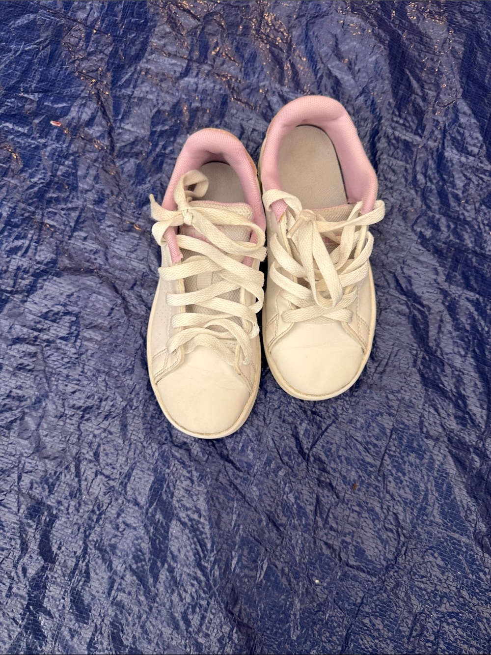 adidas White Low-Top Sneakers with Pink Trim